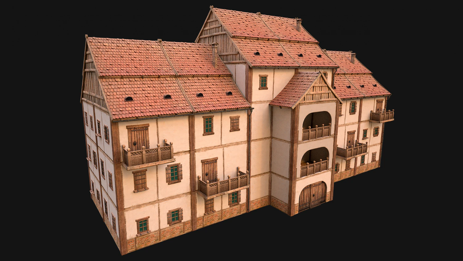 Medieval House Cottage Skyscraper 3D Model .c4d .max .obj .3ds .fbx .stl .blend