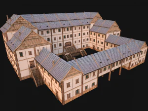Medieval Building Town School University Academy 3D Model