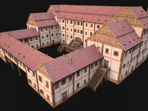 Medieval Building Town School University Academy 3D Model