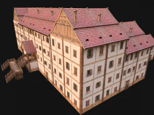 Medieval Building Town School University Academy 3D Model