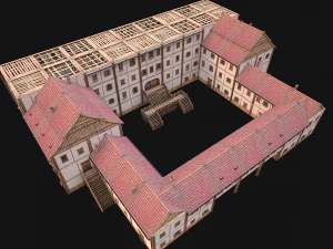 Medieval Building Town School University Academy 3D Model