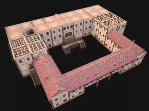 Medieval Building Town School University Academy 3D Model