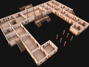Medieval Building Town School University Academy 3D Model