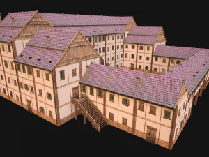Medieval Building Town School University Academy 3D Model