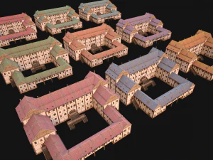 Medieval Building Town School University Academy 3D Model