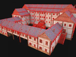 Medieval Building Town School University Academy 3D Model