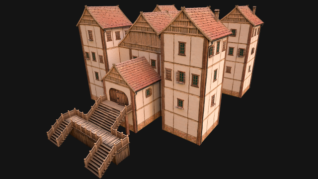 Medieval City Building Barracks Fortress 3Dモデル .c4d .max .obj .3ds .fbx .stl .blend 