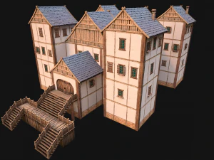 Medieval City Building Barracks Fortress 3D Model