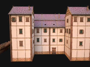 Medieval City Building Barracks Fortress 3D Model