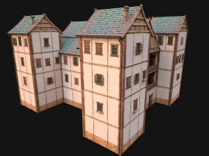 Medieval City Building Barracks Fortress 3D Model