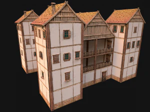 Medieval City Building Barracks Fortress 3D Model