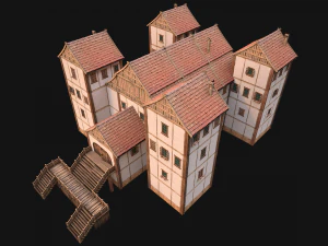 Medieval City Building Barracks Fortress 3D Model