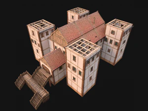 Medieval City Building Barracks Fortress 3D Model