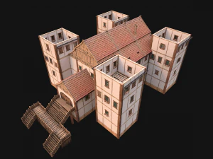 Medieval City Building Barracks Fortress 3D Model