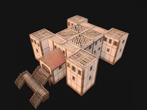 Medieval City Building Barracks Fortress 3D Model