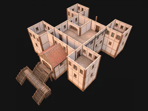 Medieval City Building Barracks Fortress 3D Model