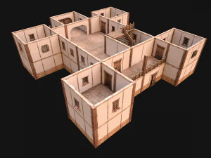 Medieval City Building Barracks Fortress 3D Model