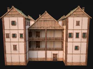 Medieval City Building Barracks Fortress 3D Model