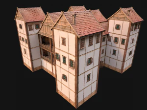 Medieval City Building Barracks Fortress 3D Model
