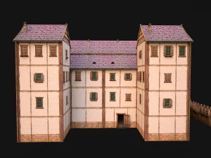 Medieval City Building Barracks Fortress 3D Model