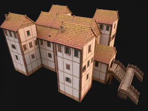 Medieval City Building Barracks Fortress 3D Model