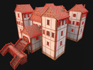 Medieval City Building Barracks Fortress 3D Model