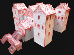 Medieval City Building Barracks Fortress 3D Model