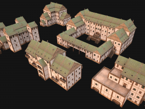 Set of Medieval City High-Rise Buildings 3D Модель