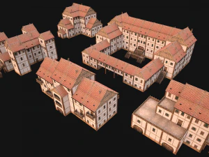 Set of Medieval City High-Rise Buildings 3D Model