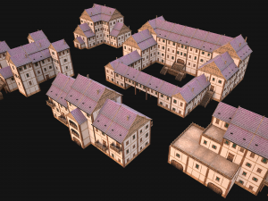 Set of Medieval City High-Rise Buildings 3D Модель