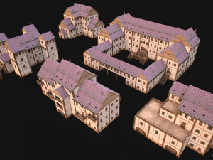 Set of Medieval City High-Rise Buildings 3D Model