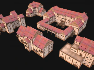 Set of Medieval City High-Rise Buildings 3D Model