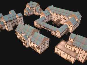 Set of Medieval City High-Rise Buildings 3D Модель