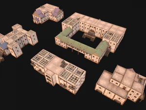 Set of Medieval City High-Rise Buildings 3D Model