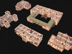Set of Medieval City High-Rise Buildings 3D Model