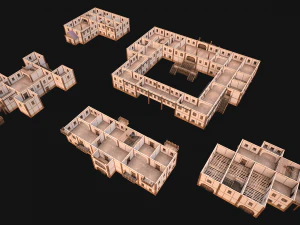 Set of Medieval City High-Rise Buildings 3D Model