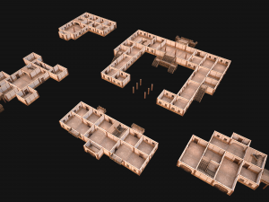 Set of Medieval City High-Rise Buildings 3D Модель