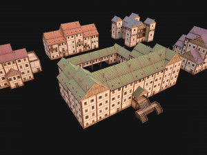 Set of Medieval City High-Rise Buildings 3D Модель