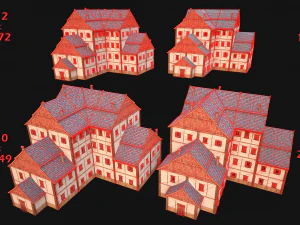 Set of Medieval City High-Rise Buildings 3D Model