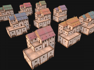 Set of Medieval City High-Rise Buildings 3D Модель