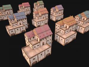 Set of Medieval City High-Rise Buildings 3D Model