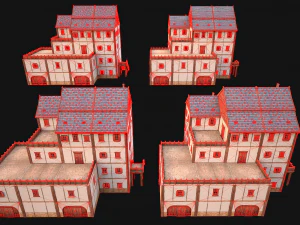 Set of Medieval City High-Rise Buildings 3D Model