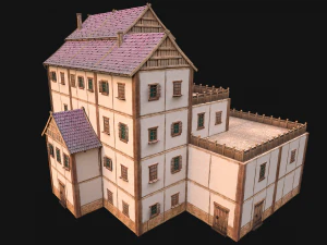 Set of Medieval City High-Rise Buildings 3D Model