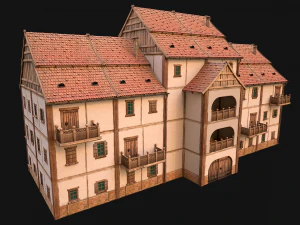 Set of Medieval City High-Rise Buildings 3D Model