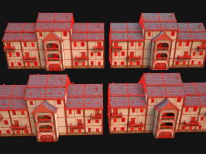 Set of Medieval City High-Rise Buildings 3D Model