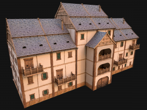 Set of Medieval City High-Rise Buildings 3D Модель
