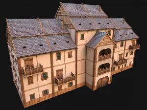 Set of Medieval City High-Rise Buildings 3D Model