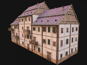 Set of Medieval City High-Rise Buildings 3D Model