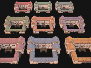 Set of Medieval City High-Rise Buildings 3D Модель
