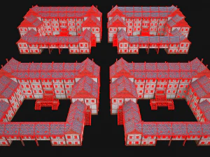 Set of Medieval City High-Rise Buildings 3D Model